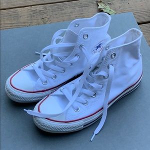 Worn once white high top converse